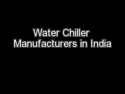 Water Chiller Manufacturers in India