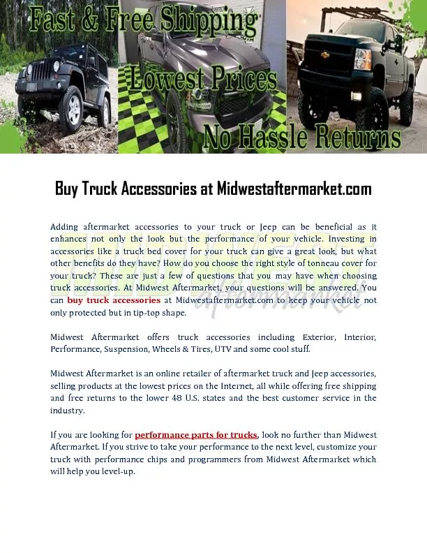 Buy Truck Accessories at Midwestaftermarket.com