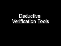 Deductive Verification Tools