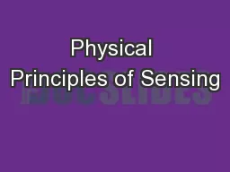 Physical Principles of Sensing