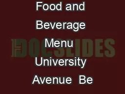 Bobby Gs Food and Beverage Menu  University Avenue  Be