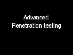 Advanced Penetration testing