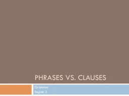 Phrases vs. Clauses Grammar