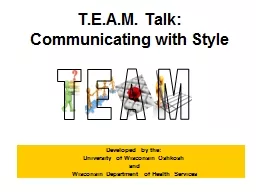 T.E.A.M. Talk:   Communicating with Style