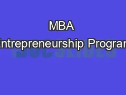 MBA Entrepreneurship Program