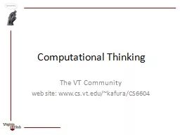 Computational Thinking The VT Community