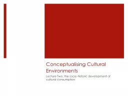 Conceptualising  Cultural Environments
