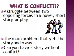 What is Conflict??? A struggle between two opposing forces in a novel, short story, or