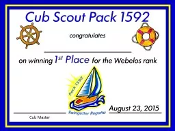 Cub Scout Pack 1592 congratulates