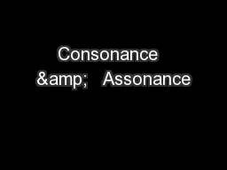 Consonance  &   Assonance
