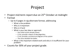 Project Project mid-term report due on 25