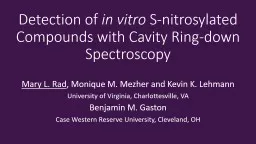 Detection of  in vitro  S-nitrosylated Compounds with Cavity Ring-down Spectroscopy