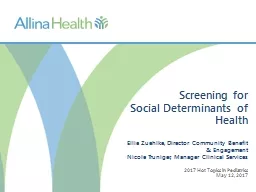 Screening for  Social Determinants of Health