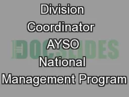 Division Coordinator  AYSO National Management Program