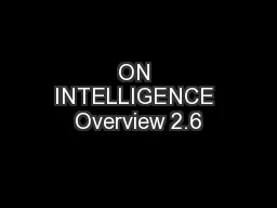 ON INTELLIGENCE Overview 2.6