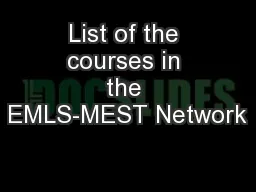 List of the courses in the EMLS-MEST Network