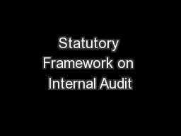 Statutory Framework on Internal Audit
