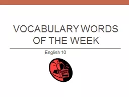Vocabulary Words of the Week