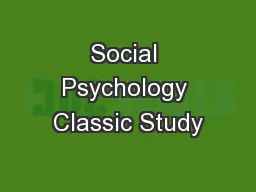 Social Psychology Classic Study