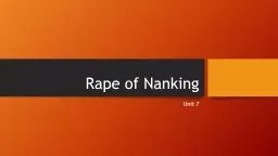 Rape of Nanking  Unit 7