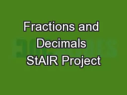 Fractions and Decimals StAIR Project