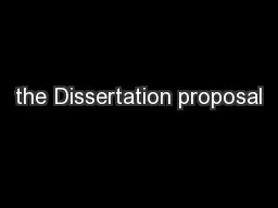 the Dissertation proposal