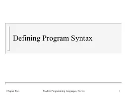 Defining Program Syntax Chapter Two