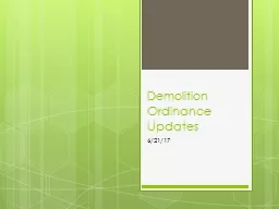 Demolition Ordinance Updates