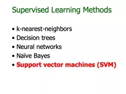 Supervised Learning Methods