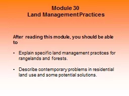 Module 30    Land Management Practices