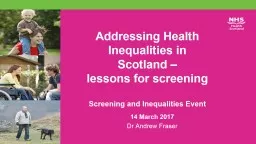 Addressing Health Inequalities in Scotland –
