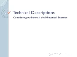 Technical Descriptions Considering Audience & the Rhetorical Situation
