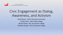 Civic Engagement as Dialog, Awareness, and Activism
