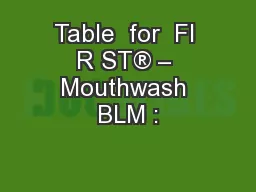Table  for  FI R ST® – Mouthwash BLM :
