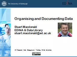 Organising and Documenting Data