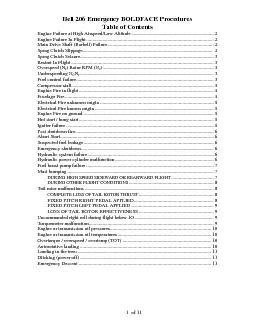 Bell  Emergency BOLDFACE Procedures Table of Contents