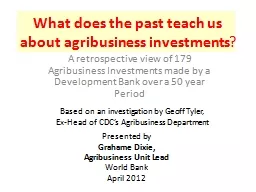 What does the past teach us about agribusiness investments