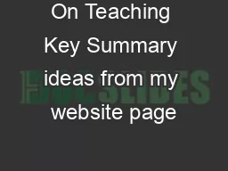 On Teaching Key Summary ideas from my website page