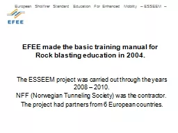 EFEE made the basic training manual for Rock blasting education in 2004.