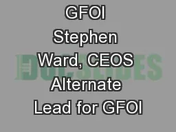 GFOI Stephen Ward, CEOS Alternate Lead for GFOI