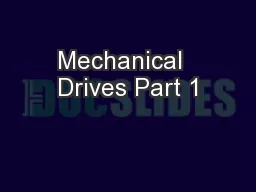 Mechanical  Drives Part 1