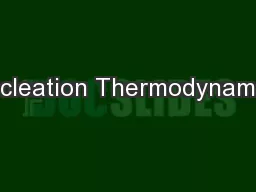 Nucleation Thermodynamics