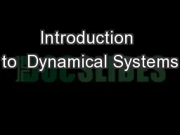 Introduction to  Dynamical Systems