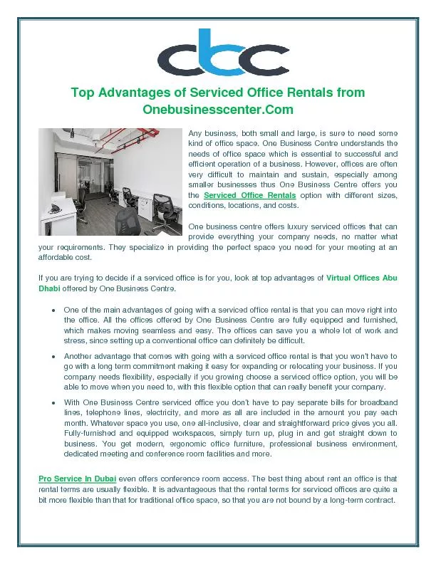 PDF-Serviced Office Rentals