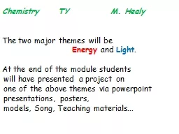 Chemistry     TY            M. Healy