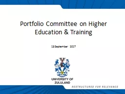 Portfolio Committee on Higher Education & Training