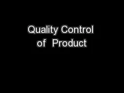 Quality Control of  Product