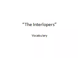 “The Interlopers” Vocabulary