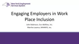 Engaging Employers in Work Place Inclusion