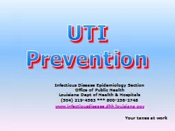 UTI  Prevention Infectious Disease Epidemiology Section